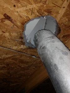 Dryer duct not attached after the roof was replaced.